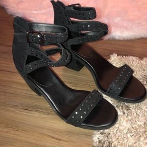 Jessica Simpson Black studded ankle heels with buckles